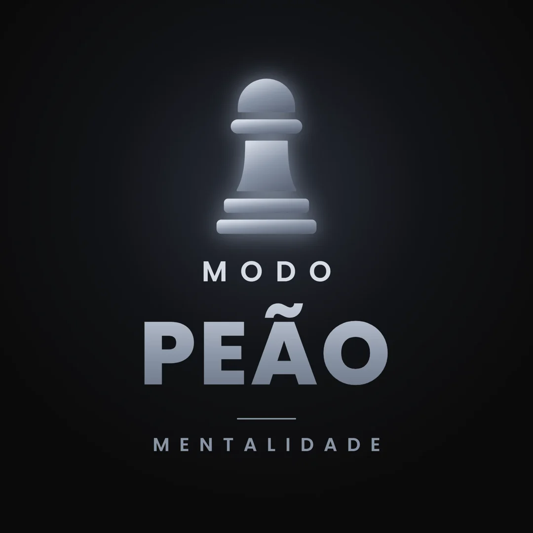 Capa do guia Modo Peão, Mentalidade: a peça do peão em prata sobre fundo preto